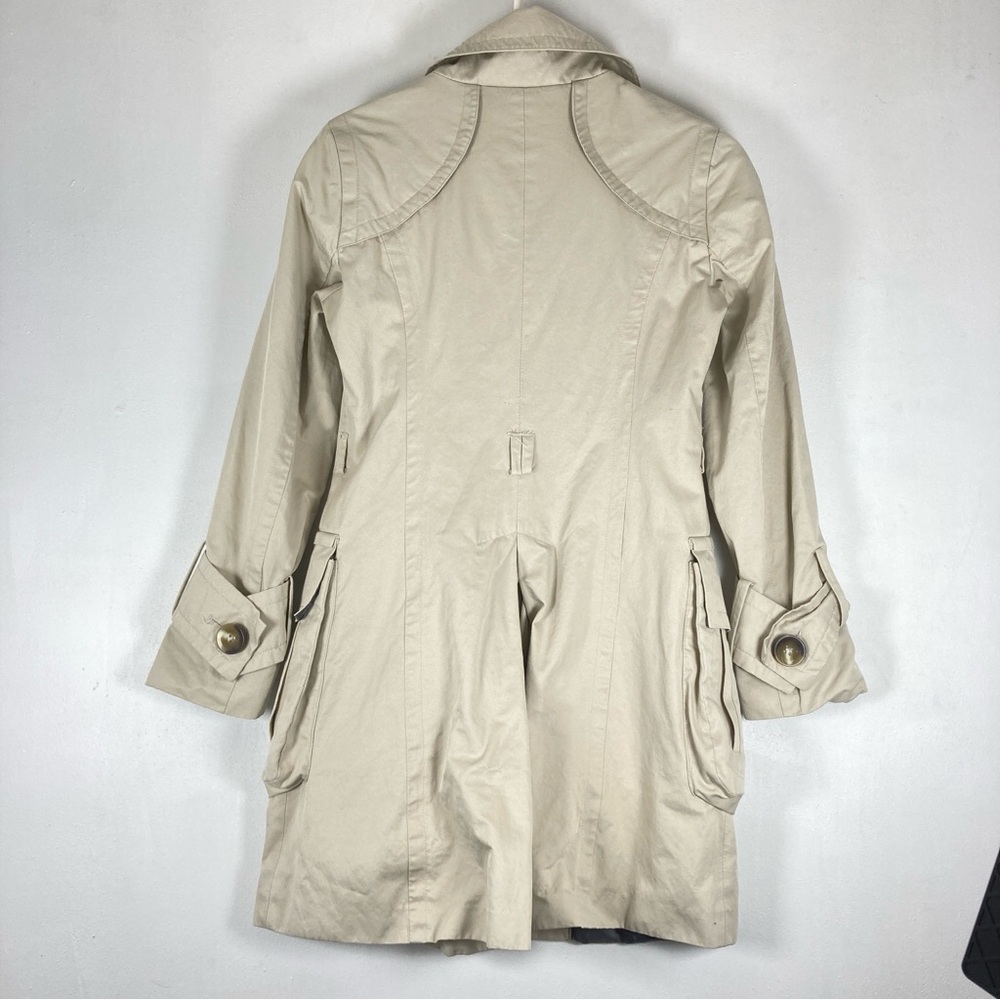 Zara Basic Trench Coat Womens Small Tan Double Breasted Preppy Outdoor Chic - Picture 12 of 13